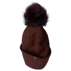 Lululemon Chevron Knit Pom Beanie Cassis Wool Blend Sherpa Lined Winter Hat